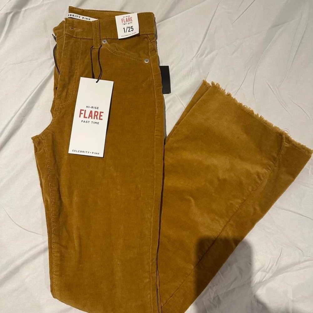 Flare mustard yellow corduroy pants